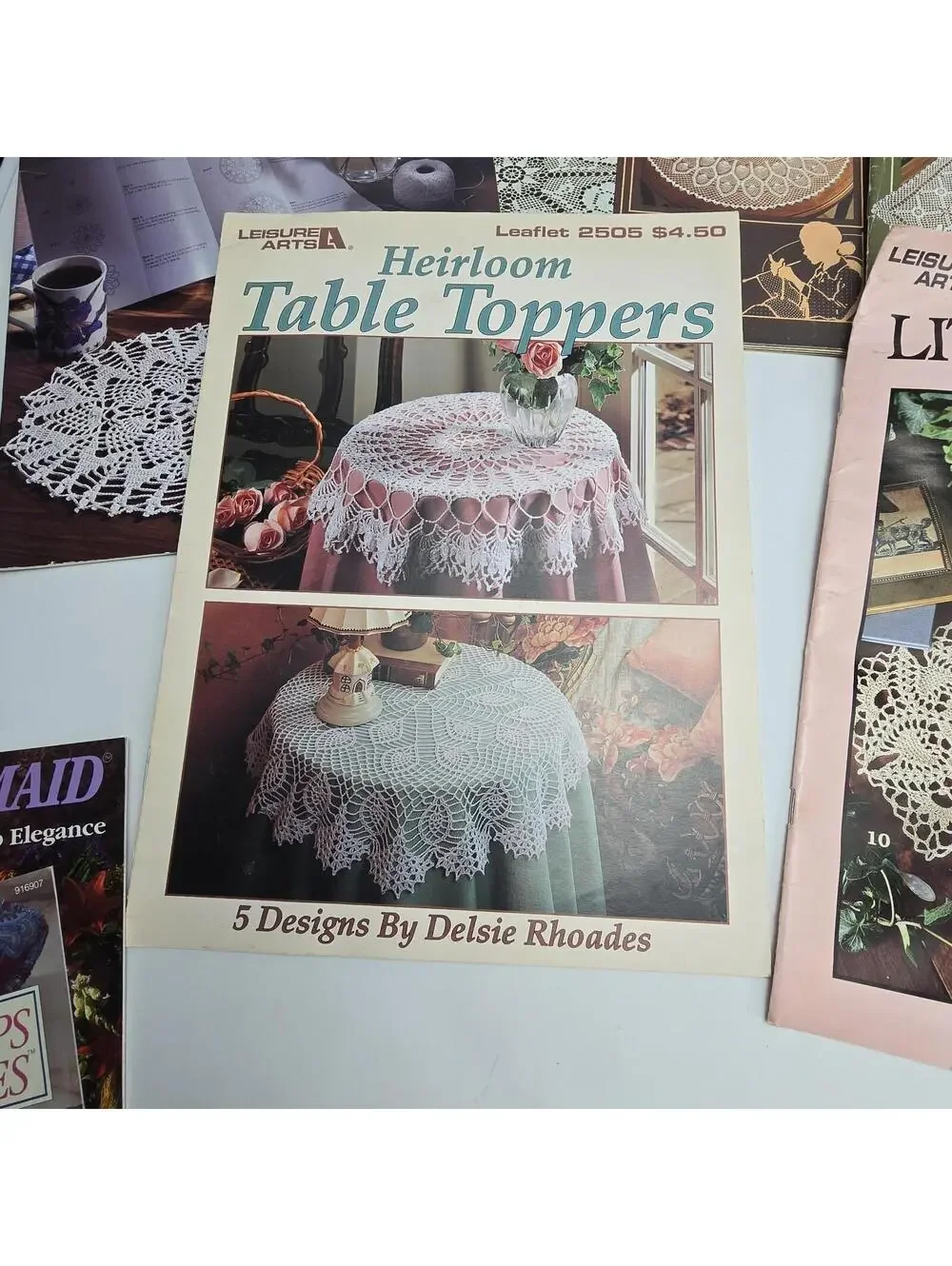 Vintage Lot of 9 Leisure Arts Leaflets Crochet Doilies Rugs Table Toppers